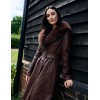 Longline Leather Look Faux Fur Coat