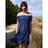 Bardot Shirred Neck Line Floaty Dress