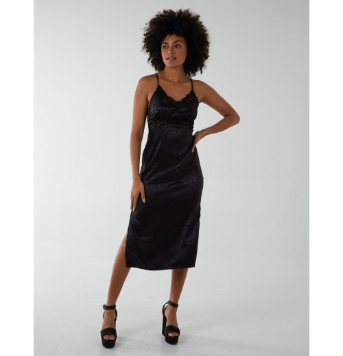 Jacquared Satin Slip Dress