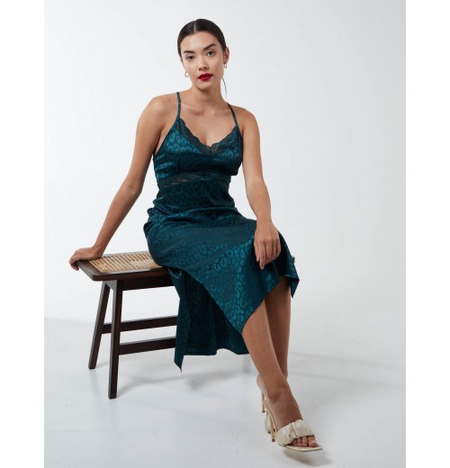 Jacquared Satin Slip Dress