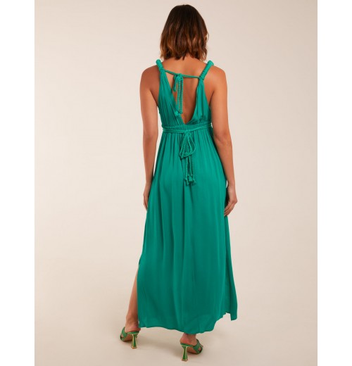 Rope Detail Plunge V-Neck Split Hem Maxi Dress