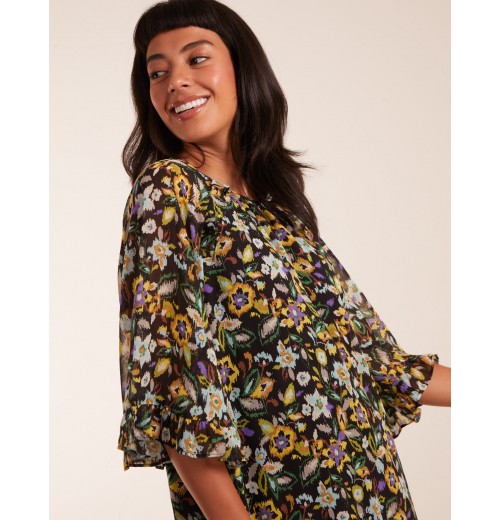 Floral Raglan Sleeve Tunic Dress