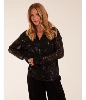 Grandad Collar Sequin Shirt