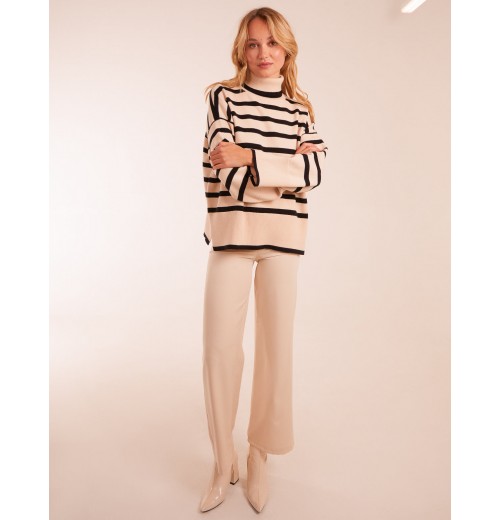 Wide Stripe Roll Neck Jumper