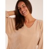 V Neck Plisse Batwing Bubble Hem Top