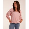 V Neck Plisse Batwing Bubble Hem Top