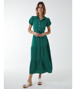 Collared Polkadot Maxi Dress