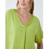 Satin Trim  V Neck Top