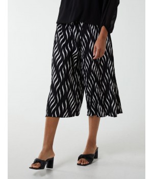 Pleated Abstract Wide Leg Trousers