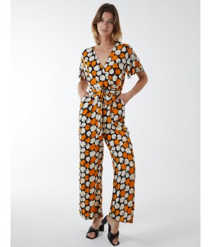 Abstract Honeycomb Cross Over Jumpsuit