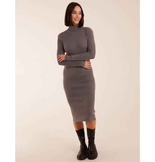 Ribbed Roll Neck Midi Dress