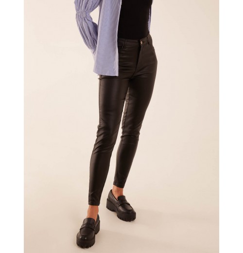 PU Mid Rise Coated Skinny Jeans