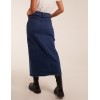 High Rise Denim Midi Skirt