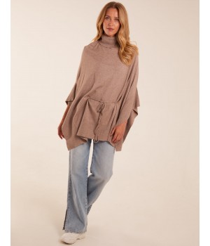 Roll Neck Drawstring Poncho