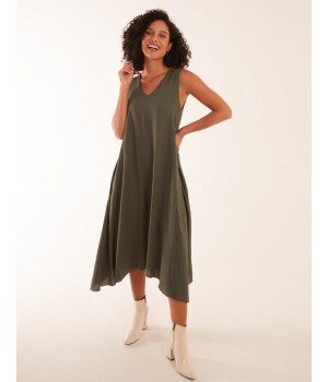 Linen A Line Midi Dress