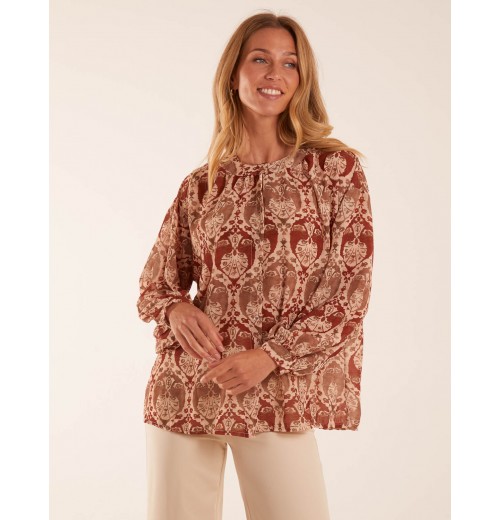 Twist Hem Print Blouse