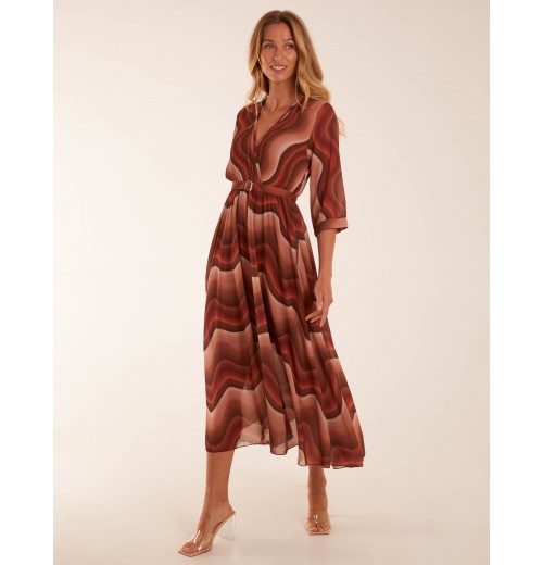 Chiffon Swirl Print Wrap Front Maxi Dress