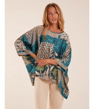 Patchwork Satin Oversized Top