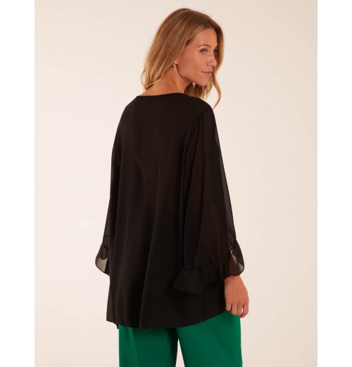 Frill Sleeve V Neck Blouse