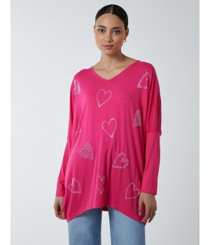 Hotfix Multi Heart Batwing Top