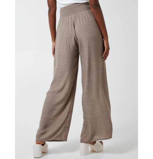 Shirring Waist Wide Leg Trousers