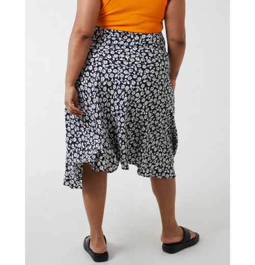 Curve Asymmetric Seam Midi Skirt