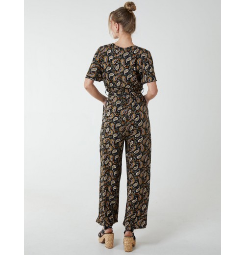 Paisley Floral Tie Waist Jumpsuit