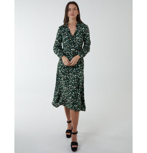 Shirt Midi Dress With Godet Hem