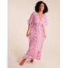 Elasticated Waist Tier Hem Angel Sleeve Maxi Dress