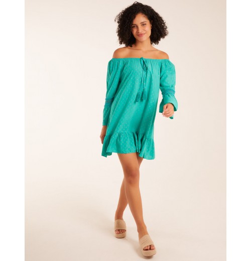 Bardot Tunic Dress With Frill Hem