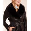 Longline Leather Look Faux Fur Coat