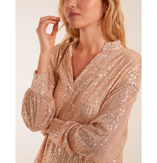 Grandad Collar Sequin Shirt