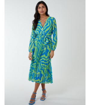 Swirl Pleated Print Dress