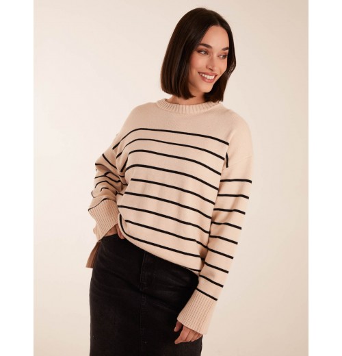 Thin Stripe Crew Neck Chunky Jumper